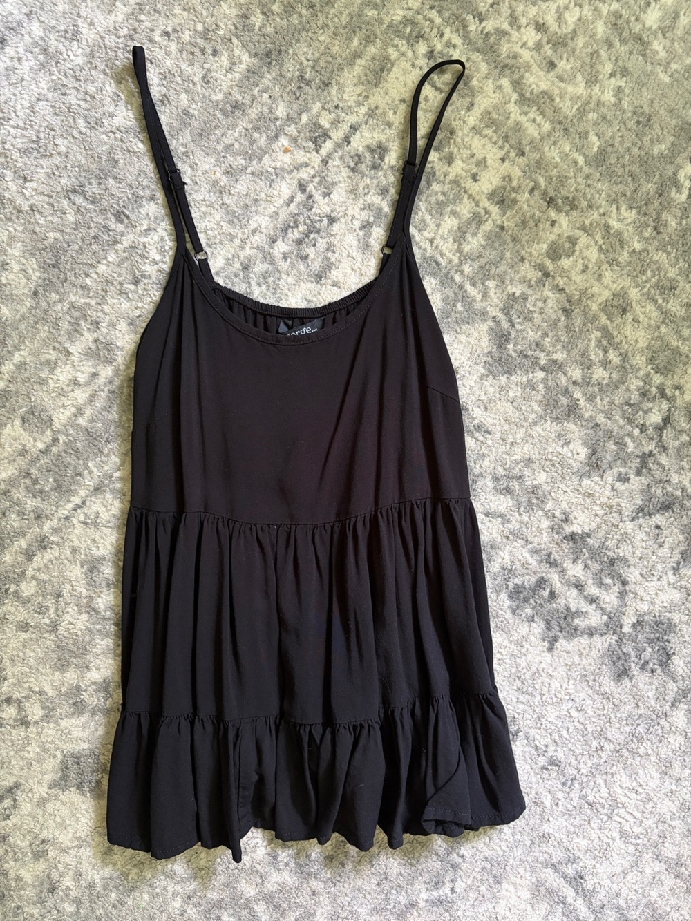 Black tank top, spaghetti strap, tiered